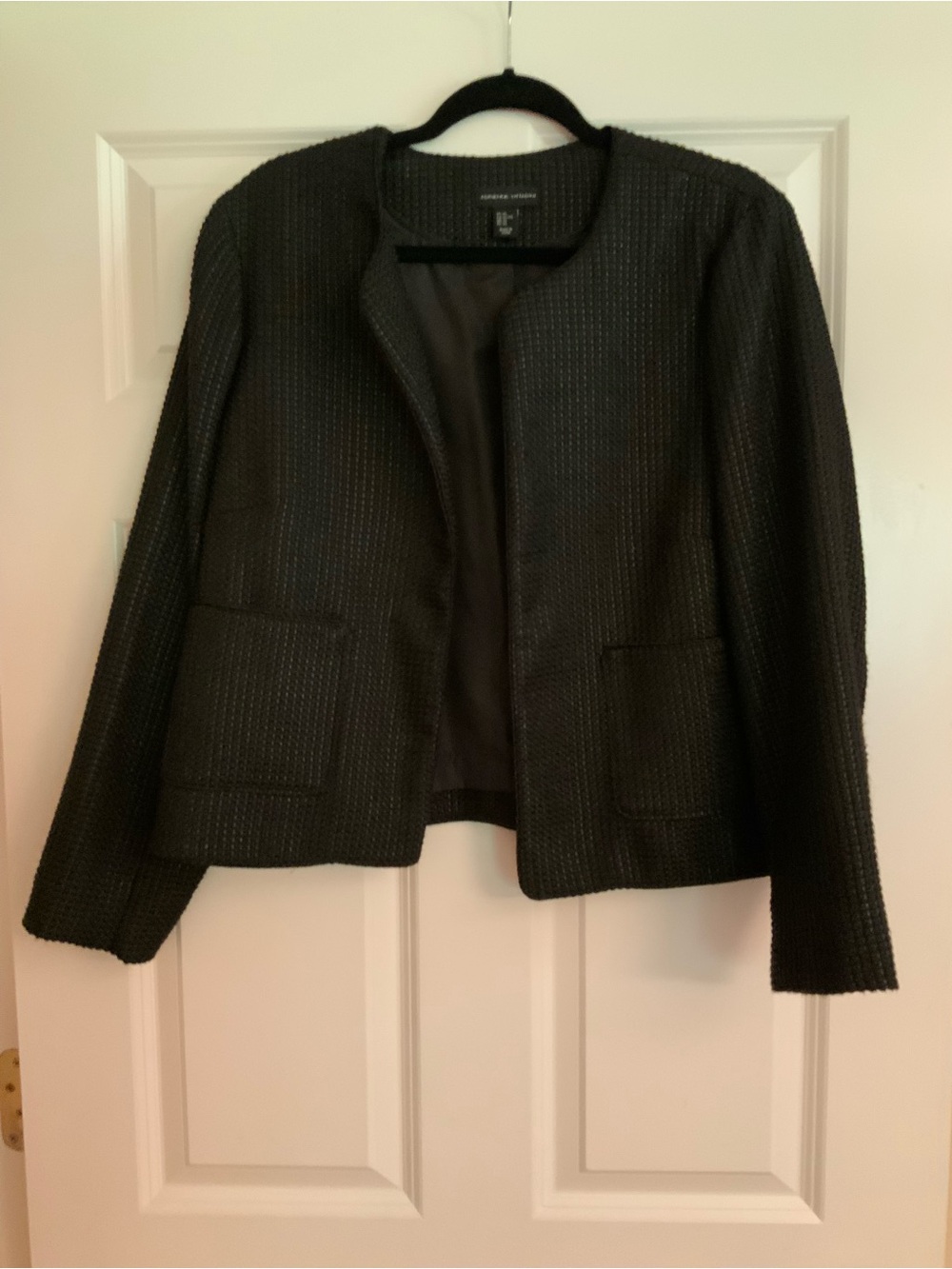 Adrienne Vittadini Black Sparkle Textured Open-Front Jacket - Size XL